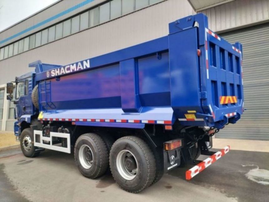 SHACMAN यू-कार्गो बॉक्स डंप ट्रक 6x4 H3000 380 यूरो II ब्लू टिपर मानक कैब 12.00R20 टायर