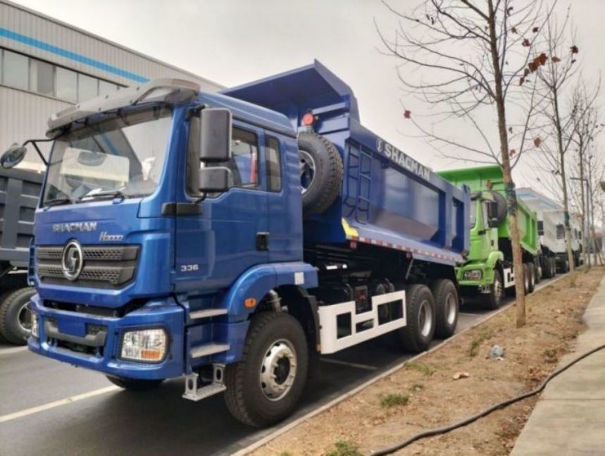 SHACMAN यू-कार्गो बॉक्स डंप ट्रक 6x4 H3000 380 यूरो II ब्लू टिपर मानक कैब 12.00R20 टायर