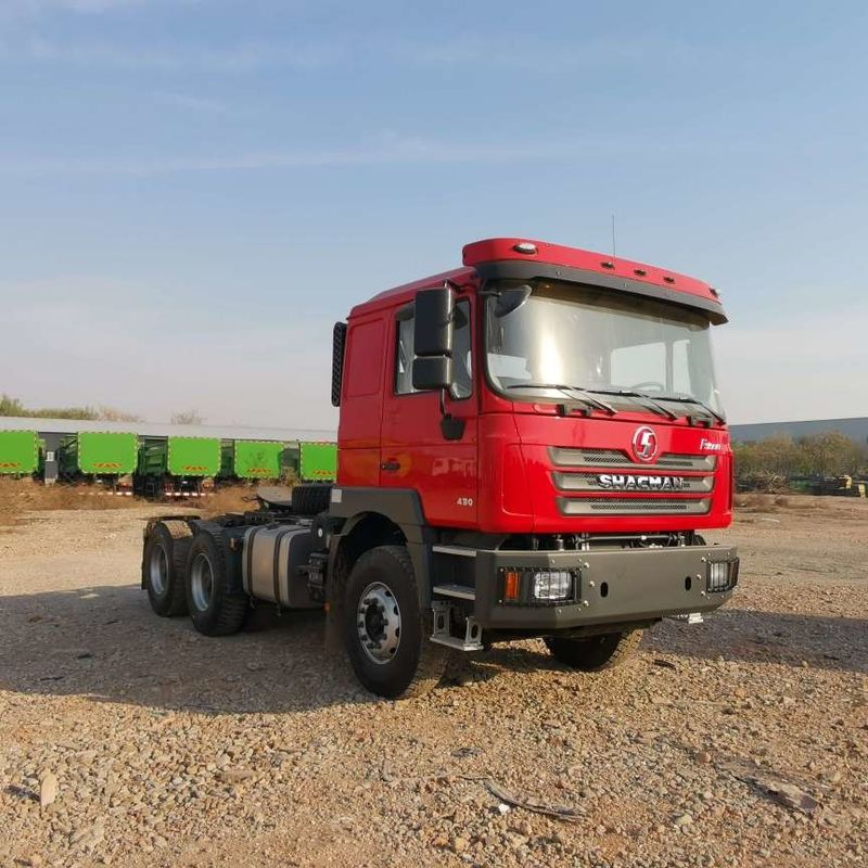लाल SHACMAN F3000 375HP यूरो V 6 पहिया ट्रैक्टर सिर 4x2 WEICHAI इंजन