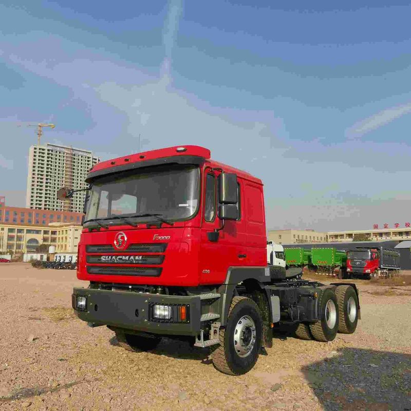 लाल SHACMAN F3000 375HP यूरो V 6 पहिया ट्रैक्टर सिर 4x2 WEICHAI इंजन