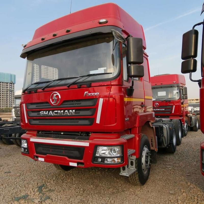 लाल SHACMAN F3000 375HP यूरो V 6 पहिया ट्रैक्टर सिर 4x2 WEICHAI इंजन