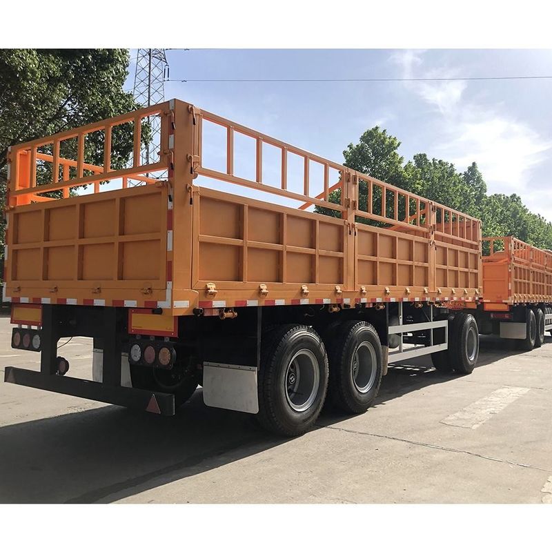 SHACMAN बाड़ CIMC 3 एक्सल्स बाड़ कार्गो सेमी ट्रेलर कंटेनर ट्विस्ट लॉक के साथ 60 टन